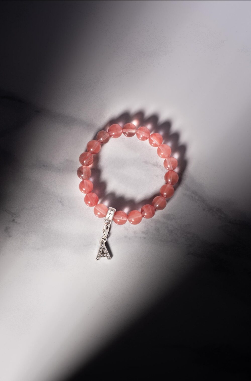 Színes gyöngy karkötő - 'Watermelon red quartz'